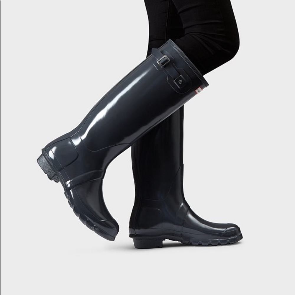 Women's Original Tall Gloss Rain Boots: Slate Grey